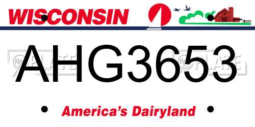 AHG3653 Wisconsin License Plate