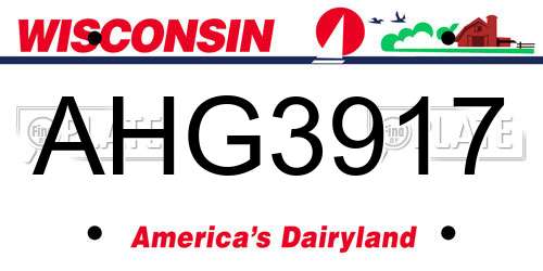 AHG3917 Wisconsin License Plate