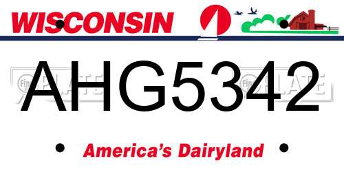 AHG5342 Wisconsin License Plate