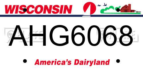 AHG6068 Wisconsin License Plate
