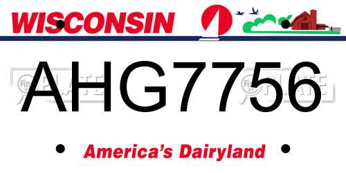 AHG7756 Wisconsin License Plate