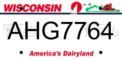 AHG7764 Wisconsin License Plate