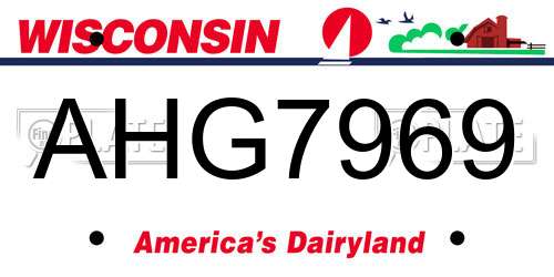 AHG7969 Wisconsin License Plate