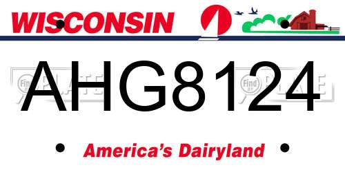 AHG8124 Wisconsin License Plate
