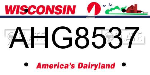 AHG8537 Wisconsin License Plate