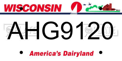 AHG9120 Wisconsin License Plate