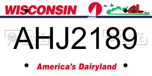 AHJ2189 Wisconsin License Plate