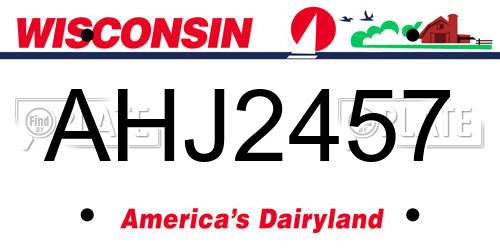 AHJ2457 Wisconsin License Plate