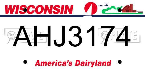 AHJ3174 Wisconsin License Plate