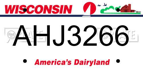 AHJ3266 Wisconsin License Plate