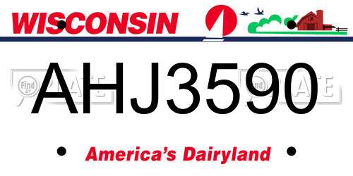 AHJ3590 Wisconsin License Plate
