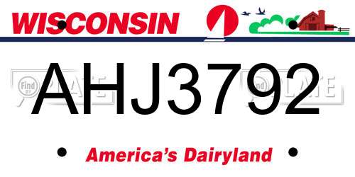 AHJ3792 Wisconsin License Plate