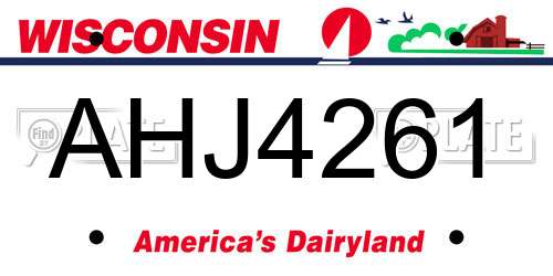 AHJ4261 Wisconsin License Plate