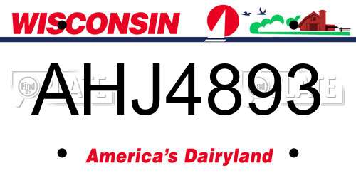 AHJ4893 Wisconsin License Plate