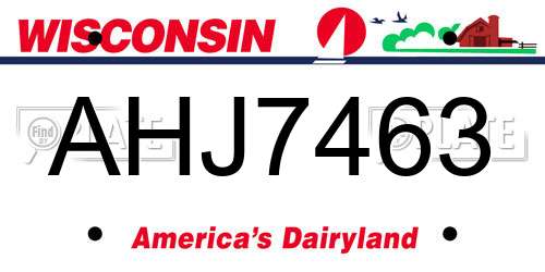 AHJ7463 Wisconsin License Plate
