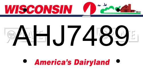 AHJ7489 Wisconsin License Plate