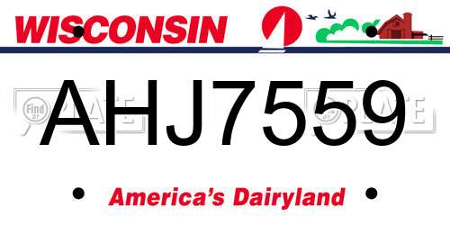 AHJ7559 Wisconsin License Plate