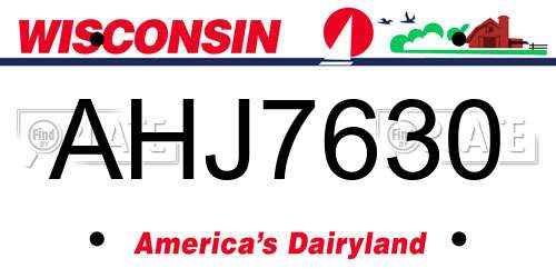 AHJ7630 Wisconsin License Plate