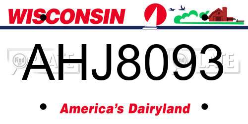 AHJ8093 Wisconsin License Plate
