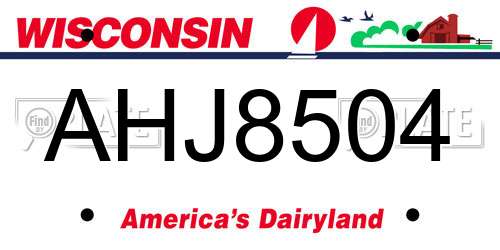 AHJ8504 Wisconsin License Plate