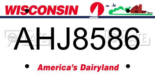 AHJ8586 Wisconsin License Plate