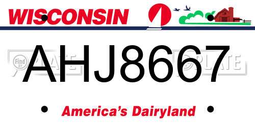 AHJ8667 Wisconsin License Plate