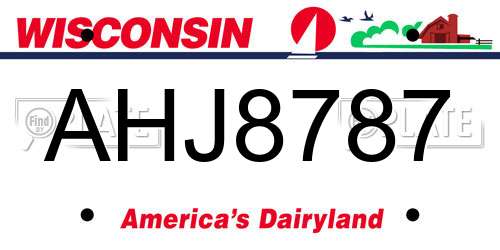 AHJ8787 Wisconsin License Plate