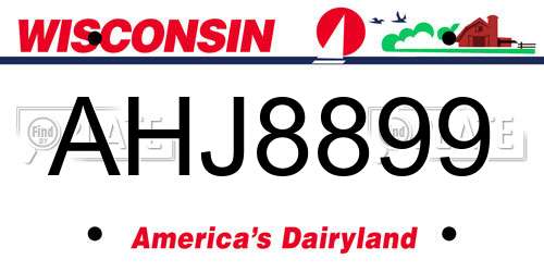 AHJ8899 Wisconsin License Plate