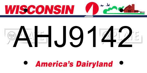 AHJ9142 Wisconsin License Plate