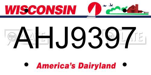 AHJ9397 Wisconsin License Plate
