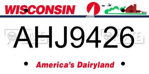 AHJ9426 Wisconsin License Plate