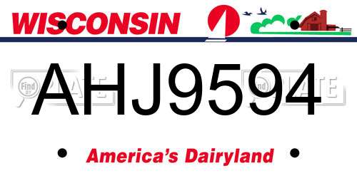 AHJ9594 Wisconsin License Plate