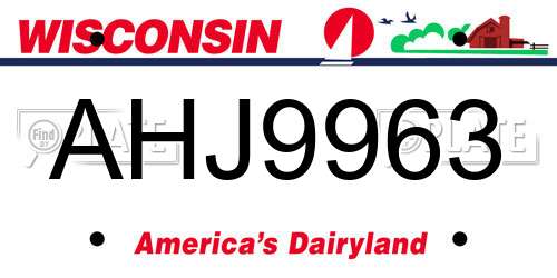 AHJ9963 Wisconsin License Plate