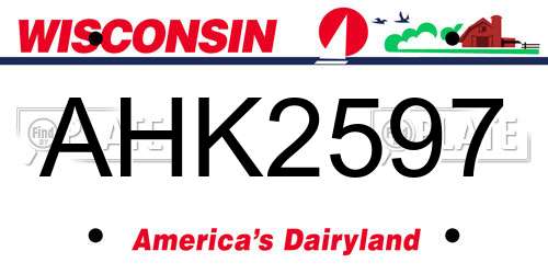 AHK2597 Wisconsin License Plate