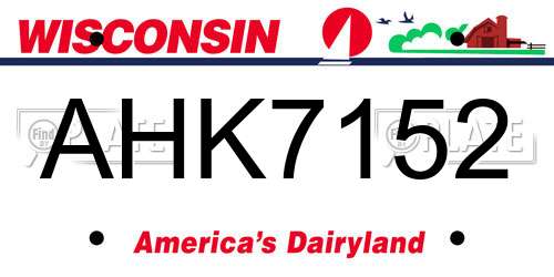 AHK7152 Wisconsin License Plate