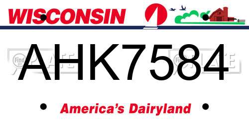 AHK7584 Wisconsin License Plate