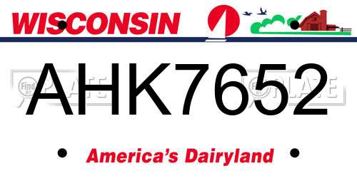 AHK7652 Wisconsin License Plate