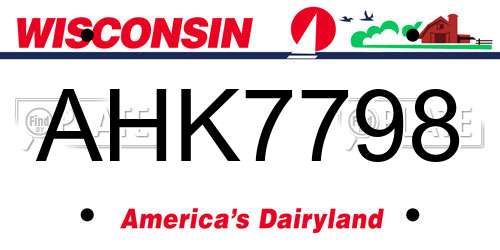AHK7798 Wisconsin License Plate