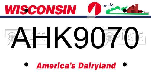 AHK9070 Wisconsin License Plate
