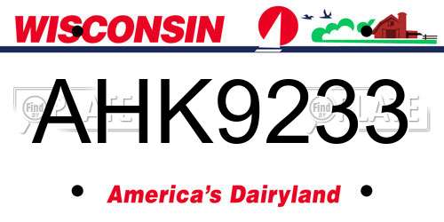 AHK9233 Wisconsin License Plate