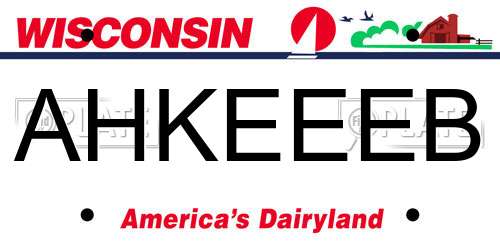 AHKEEEB Wisconsin License Plate