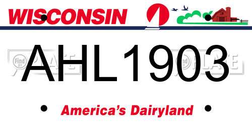 AHL1903 Wisconsin License Plate