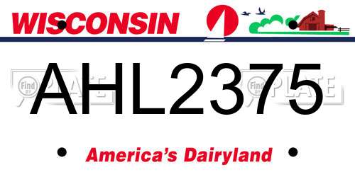 AHL2375 Wisconsin License Plate