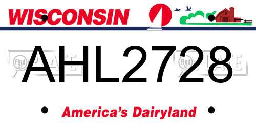 AHL2728 Wisconsin License Plate