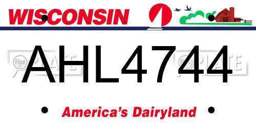 AHL4744 Wisconsin License Plate