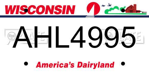 AHL4995 Wisconsin License Plate