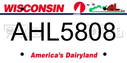 AHL5808 Wisconsin License Plate