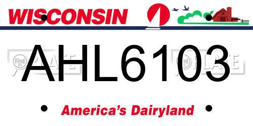 AHL6103 Wisconsin License Plate