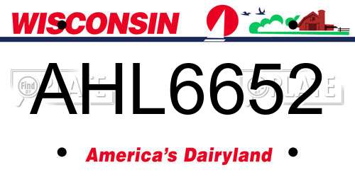 AHL6652 Wisconsin License Plate