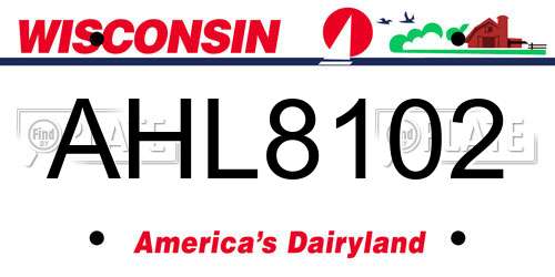 AHL8102 Wisconsin License Plate